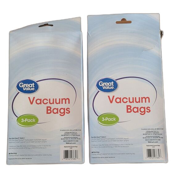 Great Value Dirt Devil "Style U" Vacuum Bags - Two 3-Pack Boxes - Part #1615809 - Picture 2 of 3